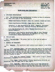 Cover sheet for the 1942 Field Ration D specifications.